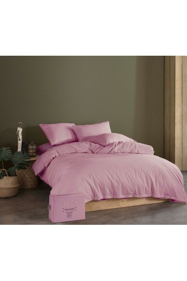 Taş Yıkama Nevresim Takımı Tek Renk ( çift kişilik )-Gül kurusu